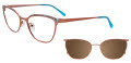 EasyClip EC681 with Magnetic Clip On Lens Pink Gold & Mix Patterned Browline (10) Eyeglasses - Color Image