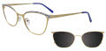 EasyClip EC681 with Magnetic Clip On Lens Satin Gold & Mix Patterned Browline (20) Eyeglasses - Color Image