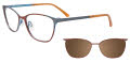 EasyClip EC683 With Magnetic Clip-On Lens Copper Brown & L. Blue Trim  (010) Eyeglasses - Color Image