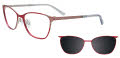 EasyClip EC683 With Magnetic Clip-On Lens Red & Silver Trim  (030) Eyeglasses - Color Image