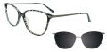 EasyClip EC689 With Magnetic Clip-On Lens Black & Crystal Mix / Steel (90) Eyeglasses - Color Image