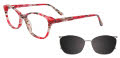 EasyClip EC691 With Magnetic Clip-On Lens Red & Black Marble Mix (30) Eyeglasses - Color Image