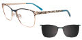 EasyClip EC704 With Magnetic Clip-On Lens Teal & Gold (50) Eyeglasses - Color Image