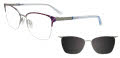 EasyClip EC705 with Magnetic Clip On Lens Light Blue & Purple Pattern / Light Blue (080) Eyeglasses - Color Image