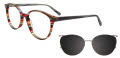 EasyClip EC709 with Magnetic Clip On Lens Brown & Multicolor Stripes (010) Eyeglasses - Color Image