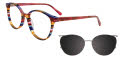 EasyClip EC709 with Magnetic Clip On Lens Blue & Multicolor Stripes (050) Eyeglasses - Color Image
