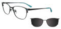 EasyClip EC710 with Magnetic Clip On Lens Black & Multicolor Stripes (060) Eyeglasses - Color Image
