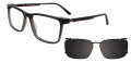 EasyClip EC727 with Magnetic Clip On Lens Transparent Dark Grey & Red (020) Eyeglasses - Color Image
