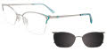 EasyClip EC730 with Magnetic Clip On Lens Steel & Teal (060) Eyeglasses - Color Image