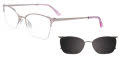 EasyClip EC730 with Magnetic Clip On Lens Steel & Lilac (080) Eyeglasses - Color Image