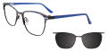 EasyClip EC732 with Magnetic Clip On Lens Blue & Multicolor Stripes / Blue (050) Eyeglasses - Color Image
