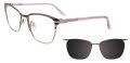 EasyClip EC732 with Magnetic Clip On Lens Lilac & Multicolor Stripes / Lilac (080) Eyeglasses - Color Image