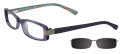 EasyClip EC190 With Magnetic Clip-On Lens Clear Violet & Silver with Grey Lens Clip (80)- POLARIZED Eyeglasses - Color Image