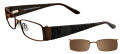 EasyClip EC215 With Magnetic Clip-On Lens Satin Dark Bronze with Brown Lens Clip (10)- POLARIZED Eyeglasses - Color Image