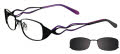 EasyClip EC225 With Magnetic Clip-On Lens Satin Black with Grey Lens Clip (90)- POLARIZED Eyeglasses - Color Image