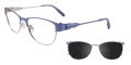 EasyClip EC405 With Magnetic Clip-On Lens Satin Light Blue Shiny Silver with Silver Clip on Lens (050) - POLARIZED Eyeglasses - Color Image