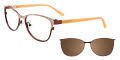 EasyClip EC414 With Magnetic Clip-On Lens Satin Brown & Beige with Polarized Brown Clip (10)  Eyeglasses - Color Image