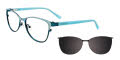 EasyClip EC414 With Magnetic Clip-On Lens Satin Dark Teal & Aqua with Polarized Grey Clip on Lens (60) Eyeglasses - Color Image