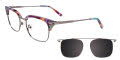 EasyClip EC423-With Magnetic Clip-On Lens Purple Marbled & Gunmetal with Clip on the Lens (80) - POLARIZED Eyeglasses - Color Image