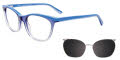EasyClip EC447 With Magnetic Clip-On Lens Crystal Blue & Light Blue with Silver Polarized Clip on Lens (50) Eyeglasses - Color Image