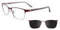 EasyClip EC455 With Magnetic Clip-On Lens Satin Burgundy & Grey w/Polarized Burgundy Clip on the Lens (30)  Eyeglasses - Color Image