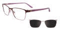 EasyClip EC455 With Magnetic Clip-On Lens Satin Brown & Light Purple w/Polarized Purple Clip on Lens (80)  Eyeglasses - Color Image
