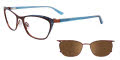 EasyClip EC456 With Magnetic Clip-On Lens Satin Brown & Blue with Polarized Brown Clip on Lens (10) Eyeglasses - Color Image