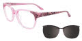 EasyClip EC464 With Magnetic Clip-On Lens Pink Crystal & Pink Snake Pattern with Polarized Grey Clip on the Lens (30) Eyeglasses - Color Image