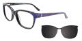 EasyClip EC464 With Magnetic Clip-On Lens Black & Lavender Snake Pattern with Polarized Grey Clip on Lens (90)  Eyeglasses - Color Image