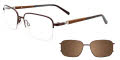 EasyClip EC468 With Magnetic Clip-On Lens Satin Dark Brown with Polarized Clip on Lens (010) Eyeglasses - Color Image