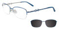 EasyClip EC469 With Magnetic Clip-On Lens Shiny Blue & Silver with Polarized Clip on Lens (050) Eyeglasses - Color Image