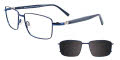 EasyClip EC470 With Magnetic Clip-On Lens Satin Dark Blue with Polarized Clip on Lens (050) Eyeglasses - Color Image