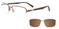 EasyClip EC472 With Magnetic Clip-On Lens Satin Dark Brown with Polarized Clip on Lens (010) Eyeglasses - Color Image