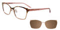 EasyClip EC484 With Magnetic Clip-On Lens Brown Pattern & Gold with Polarized Clip on Lens (010) Eyeglasses - Color Image