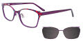 EasyClip EC484 With Magnetic Clip-On Lens Purple Pattern & Purple with Polarized Clip on Lens (080) Eyeglasses - Color Image