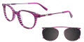 EasyClip EC486 With Magnetic Clip-On Lens Purple & Pink Crystal Lines (030) Eyeglasses - Color Image