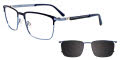 EasyClip EC496 With Magnetic Clip-On Lens Matte Navy & Light Blue with Polarized Clip on Lens (050) Eyeglasses - Color Image