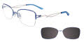 EasyClip EC508 With Magnetic Clip-On Lens Shiny Blue with Polarized Clip on Lens (050) Eyeglasses - Color Image