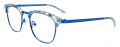 EasyClip EC544 With Magnetic Clip-On Lens Matte Blue & Marbled Blue & Crystal with Polarized Clip on Lens (050) Eyeglasses - Color Image