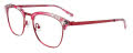EasyClip EC544 With Magnetic Clip-On Lens Matte Red & Marbled Red & Crystal with Polarized Clip on Lens (035) Eyeglasses - Color Image