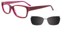 EasyClip EC375 With Magnetic Clip-On Lens Dark Red and Marbled Purple Red with Grey Clip on Lens (30) - POLARIZED Eyeglasses - Color Image