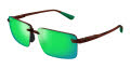 Maui Jim Laulima AF Shiny Trans Brown with Maui Green Lens Maui Pure Full Mirror (GM656-01 Sunglasses - Color Image