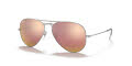 Ray-Ban RB3025 - Large Metal Aviator Matte Silver / Brown Mirror Pink Lens (019/Z2) Sunglasses - Color Image