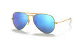 Ray-Ban RB3025 - Large Metal Aviator Matte Gold / Crystal Green Mirror Multi Blue Lens (112/17) Sunglasses - Color Image