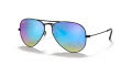 Ray-Ban RB3025 - Large Metal Aviator Shiny Black / Mirror Gradient Blue Lens (002/4O) Sunglasses - Color Image