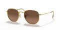 Ray-Ban RB3548N Hexagonal Collection Gold / Brown Gradient Grey Lens (912443) Sunglasses - Color Image