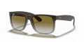 Ray-Ban RB4165 - Justin Rubber Brown On Grey / Green Gradient Lens (854/7Z) Sunglasses - Color Image
