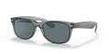 Ray-Ban RB2132F - New Wayfarer Alternate Fit Transparent Grey / Dark Blue Polarized 64503R Sunglasses - Color Image