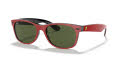 Ray-Ban RB2132M New Wayfarer Top Matte Red On Black / Green Lens (F63931) Sunglasses - Color Image