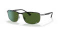 Ray-Ban RB3671CH Black On Silver / Polarized Dark Green Lens (9144P1) Sunglasses - Color Image